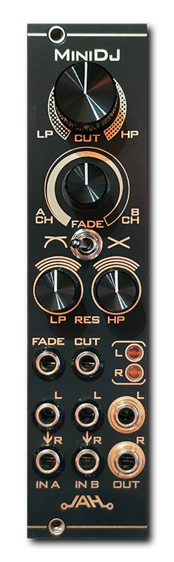 Avalon Harmonics MiniDJ — 6HP eurorack stereo crossfader and DJ-style filter